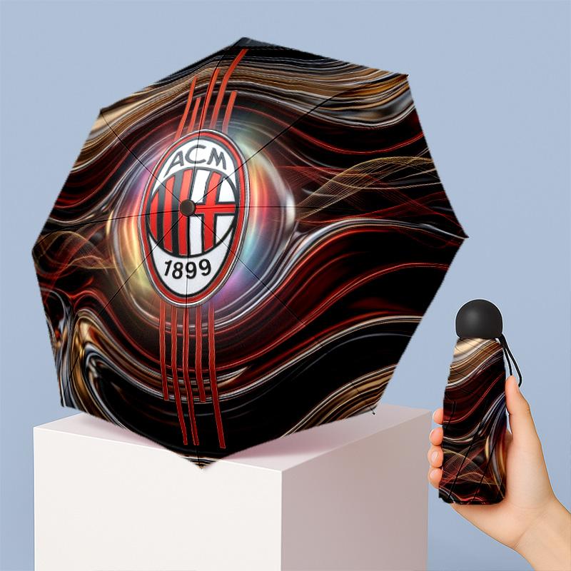AC Milan Pattern Printed Mini 5 Folds 8 Ribs Compact Umbrella Windproof Waterproof Lightweight Portable Folding