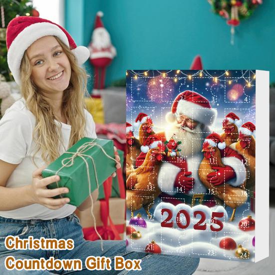 2025 Christmas Advent Calendar Chicken Ornaments 24 Days Countdown Calendar Christmas Tree Decoration 2D Acrylic Collectible Cartoon Chicken Set