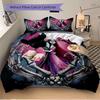 Gothic Skeleton Lovers Dark Romance Printed 3pcs Bedding Set Soft Microfiber 1 Duvet Cover And 2 Pillowcases Home Bedroom Decor Xmas Gift Q188