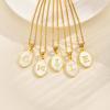 Stainless Steel Oval White Shell 26 Letter Pendant Name Letter Necklace Commemorative Gift Pn-2186