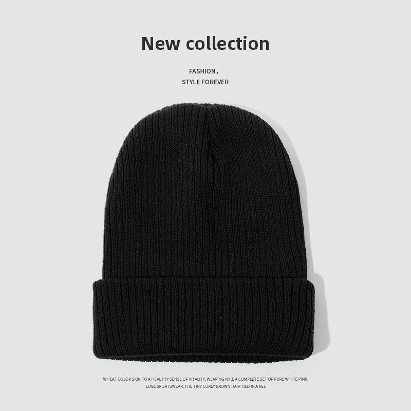 Solid color knitted hat Warm wool hat High elastic lengthened outdoor brimless cold autumn and winter hat Adult cold hat
