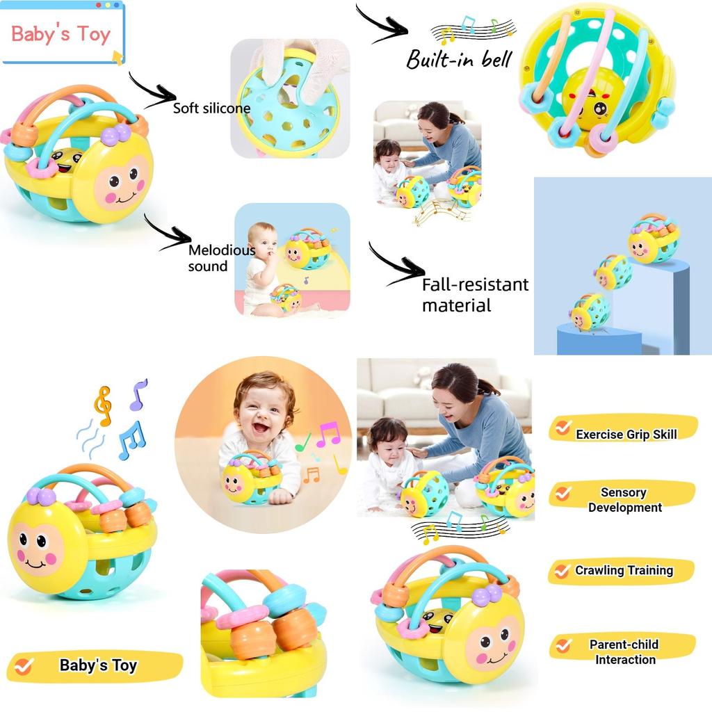 Bunte Baby Biene Weichgel Bettglocke Rassel Spielzeug Hand Greifball Spielzeug Kinderspielzeug