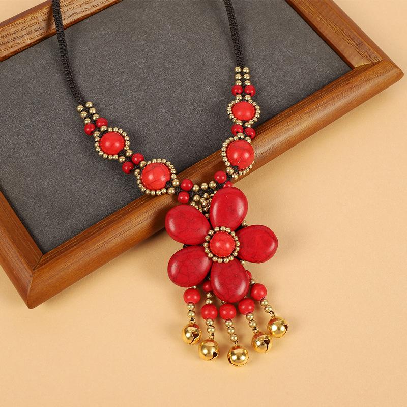 

Бирюзовая цветочная цепочка на лоб, ретро тибетский колокольчик, бахрома на лбу, подвеска для бровей, плетеное ожерелье-головной убор, женское.