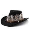 Trendy Skull Feather Cowboy Hat Men'S And Women'S Spring  Autumn Outdoor Sunshade Hat Tourism Knight Hat Cool Western Cowboy Hat