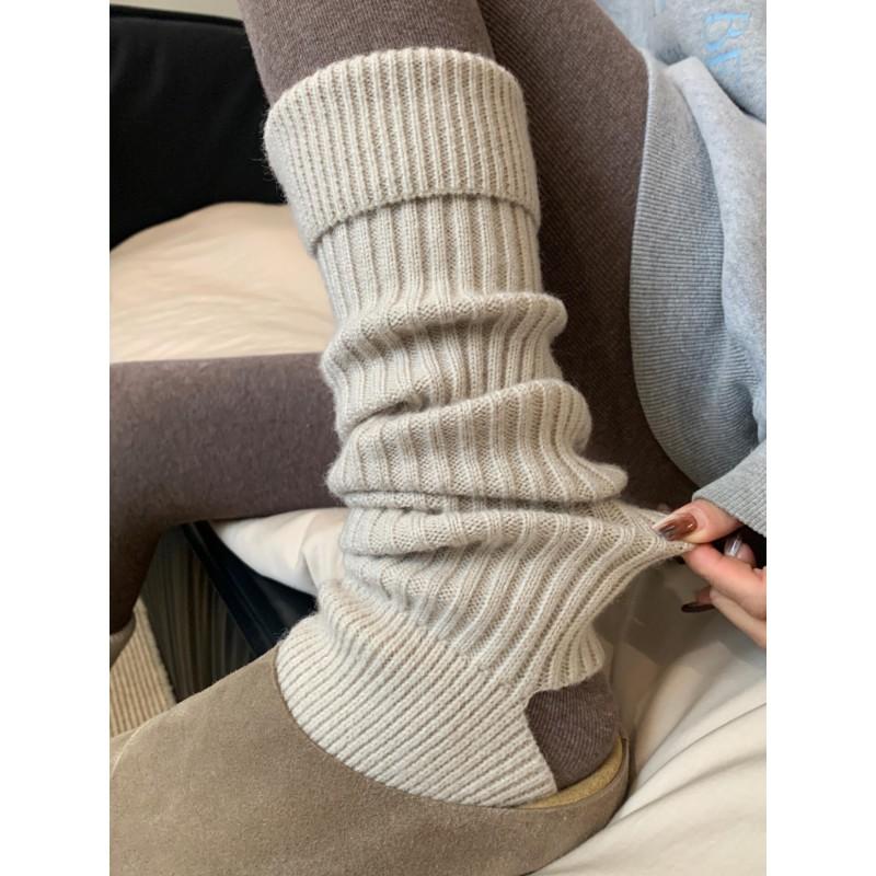 Womens Knee-High Knit Leg Warmers Warm Thick Cotton Socks Fall Winter Stylish Versatile
