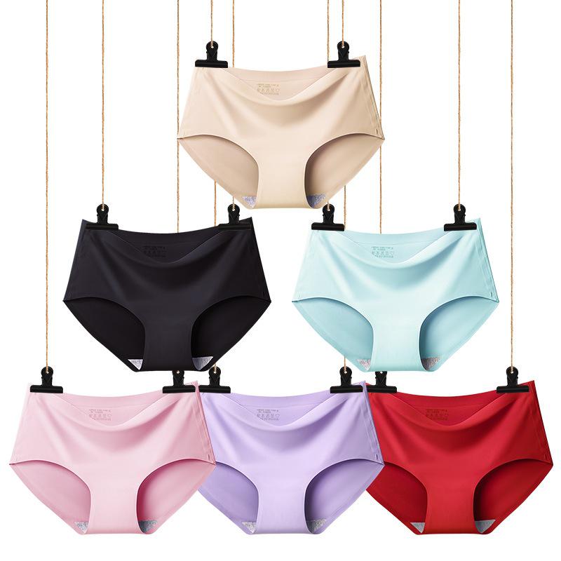 810 Seamless Ice Silk Women's Mid-Waist Panties - Summer Thin, Breathable, Sexy Girlish Style with Pure Cotton Crotch