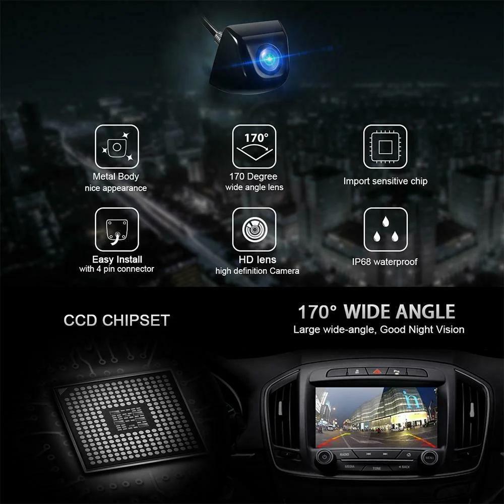 Car reversing rearview camera 4-pin high-definition color image video night vision 170-degree wide-angle camera