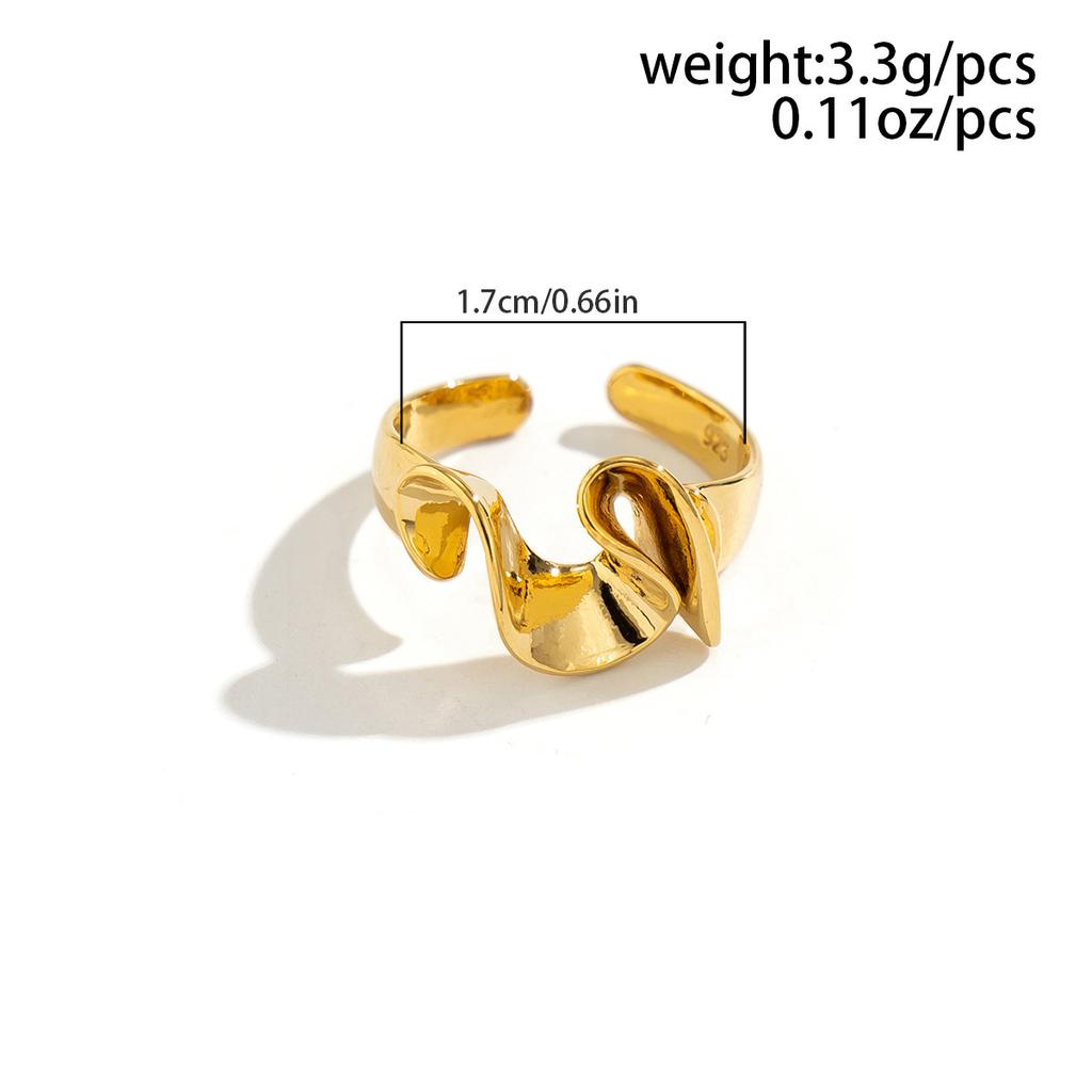 Ins Liquid Lava Metal Curved Ring Female Folded Smooth Hug Open Ring Set