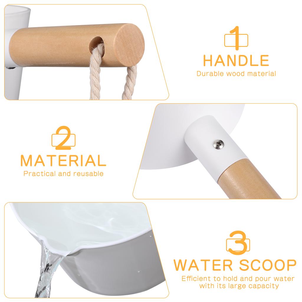 Hemoton Water Ladle Long Wooden Handle Water Scoop Bath Ladle Dipper for Home Kitchen Bathroom Bath Dipper