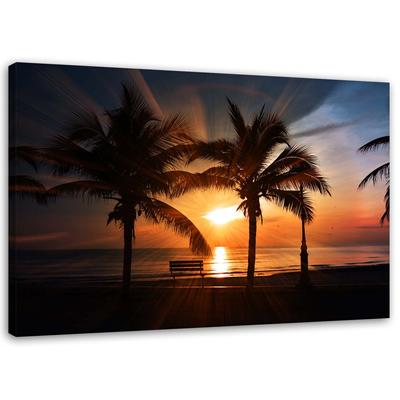 Canvas Print Palm Trees Sea Sunset