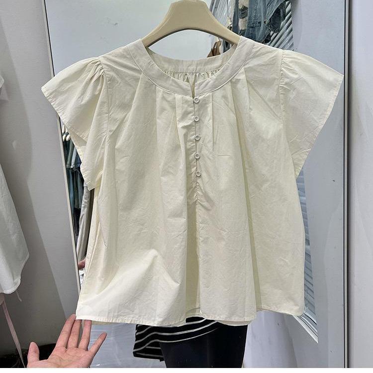 Xiaofei Sleeve Shirt Women's 1116 Summer New Design Sense Loose Korean Version Age-reducing Doll Shirt Versatile and Thin Top