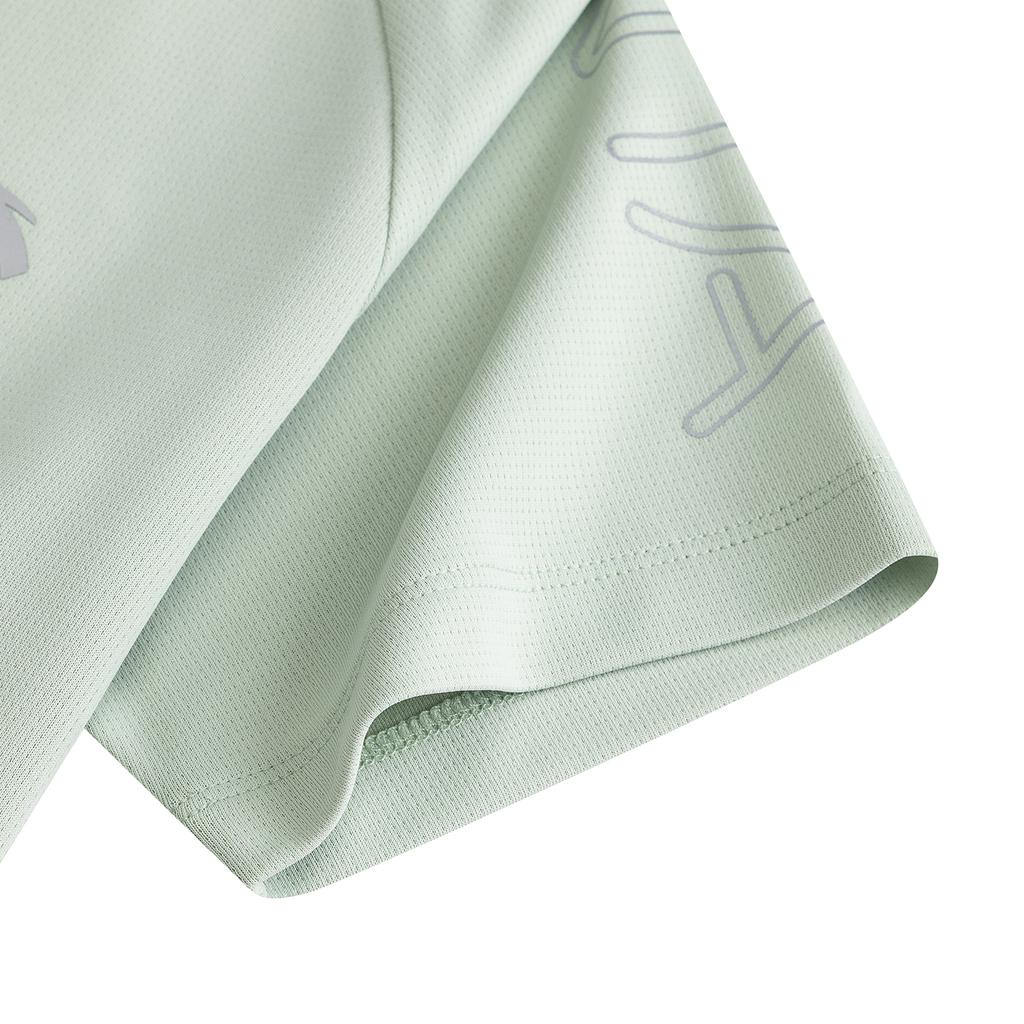 Anta Short Sleeve Moisture Wicking Casual Knit Shirt Summer T-Shirt Women tops Mugwort-Green 962627116-2