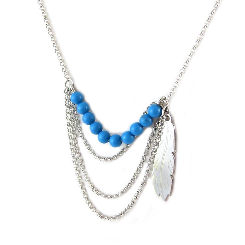 Les Trésors De Lily [P1923] - Collier Argent 'Navajos' turquoise argenté (rhodié)