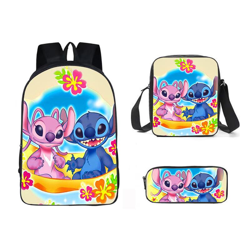 Stitch Cartoon Backpack For Kids Oxford Fabric Waterproof School Bag With Breathable Straps