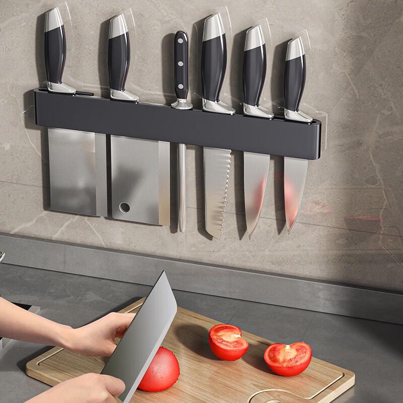 Multifunctional Wall-Mounted Kitchen Storage Rack with Knife Holder