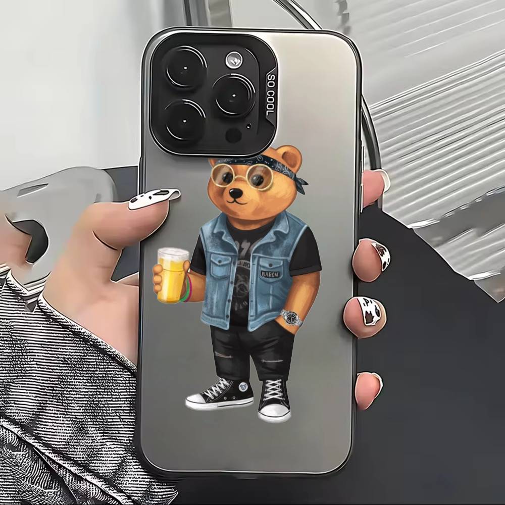 Fashion B-Baron Filou B-Bear Phone Case For iPhone 17,16,15,14,13,12,11 Plus,Pro Max,XS,Colorful Silver Black Cover