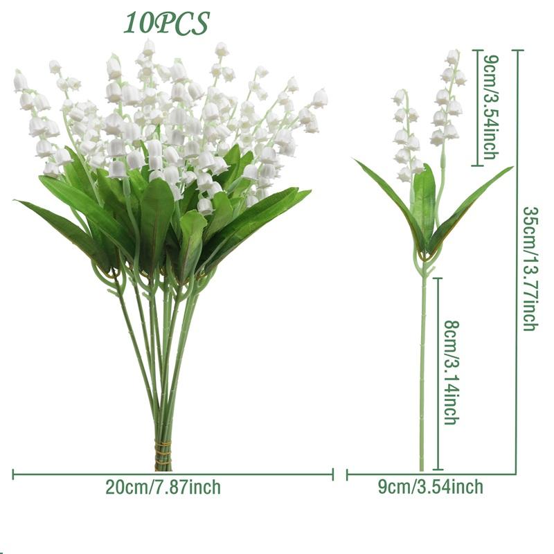 10pcs/lot Simulation Flowers Plastic Lily of The Valley Wedding Bride's Bouquet Artificial White Flower Home Table Decoration