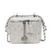 Niche Pleated Embroidery Thread Chain Square Box Bag New Trendy Fashion Versatile Small Square Bag Shoulder Messenger Bag