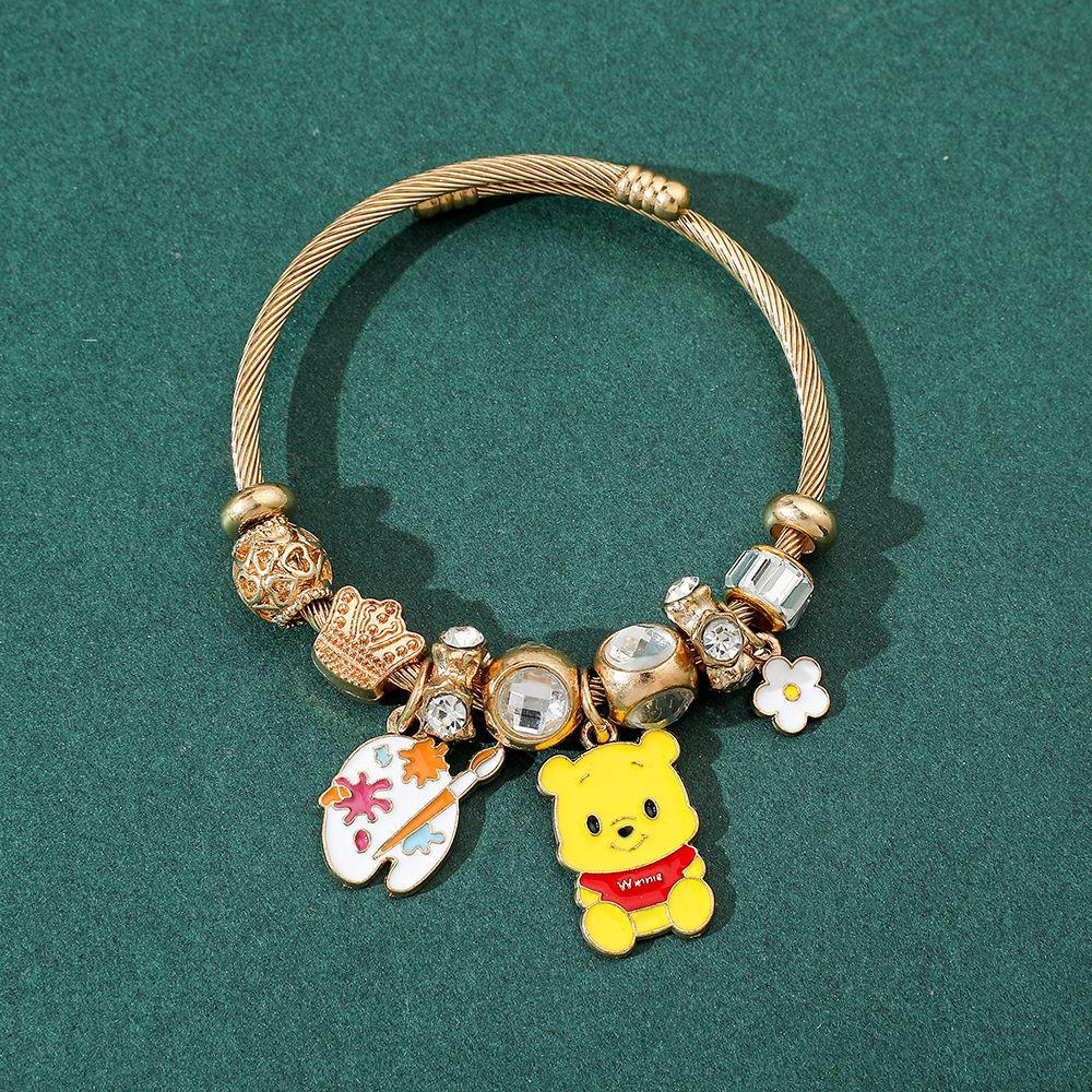 Winnie The Pooh Cartoon Peripheral Cartoon Bracelet Beaded Diy Jewelry Couple Cartoon Accessories Niche Children's Gifts
