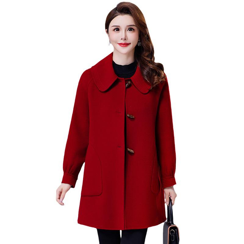 2026 Autumn/Winter Women's Double-Sided Wool Coat - Loose Fit for Petite and Mother-Friendly Style