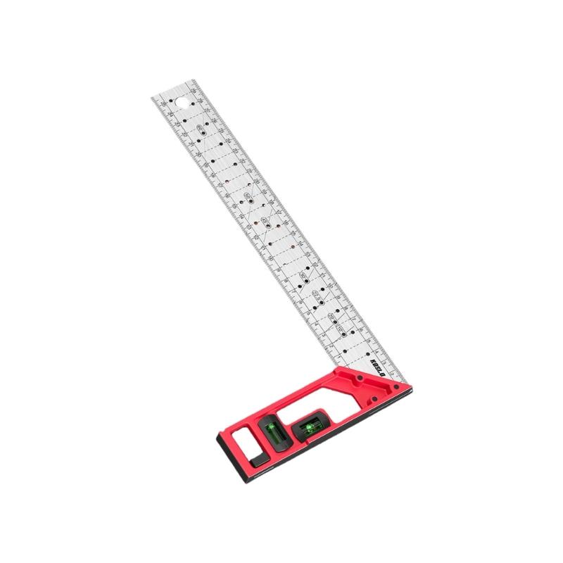 Multifunctional Steel Right Angles Hole Marking Ruler with Bubble Levels T Square Ruler For Woodworking Precise Measuring