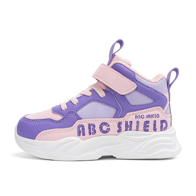Kids Winter Waterproof Running Shoes With Fleece Lining Boys Girls Outdoor Athletic Sneakers Cold Weather Kids Warm Lined Running Shoes