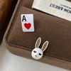 Hearts Love Stud Earrings Asymmetrical Design Sense Niche Earrings Animal Cute Cartoon Rabbit Playing Card Earrings Female