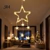 New Year Festive Atmosphere Light LED Christmas Window Star Decoration, Battery Operated Hanging Warm Indoor Outdoor Decorations Lighted Shaped