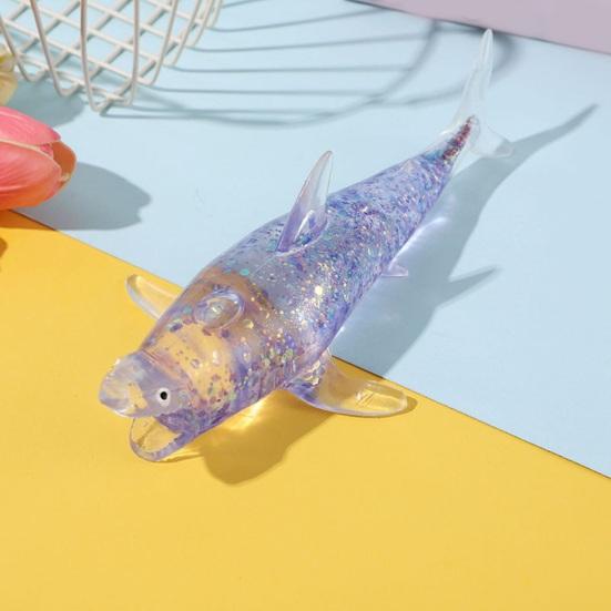 Glitzer-Hai-Quetschspielzeug Langsamer Rückprall Stressabbau Klares Meerestier Sensorisches Spielzeug