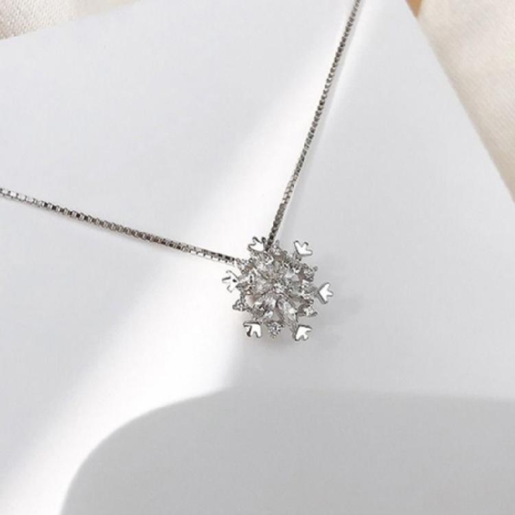 Lange Schlüsselbein Kette Silberschmuck für Damen Mädchen Glücks Schneeflocken Halskette Dekor