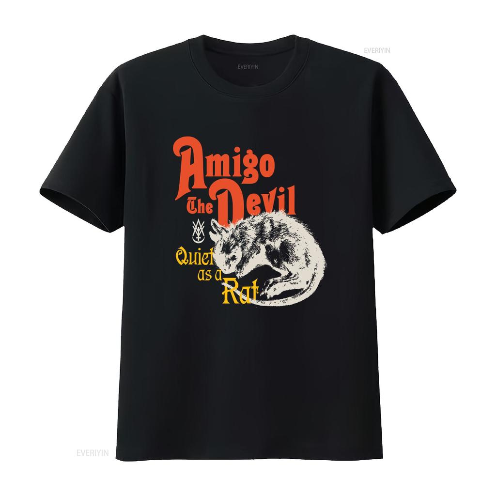 Amigo The Devil Quiet As A Rat T Shirt Black Metal Band vintage Washed designer clothes Unisex Soft Stylish fashion Stretched