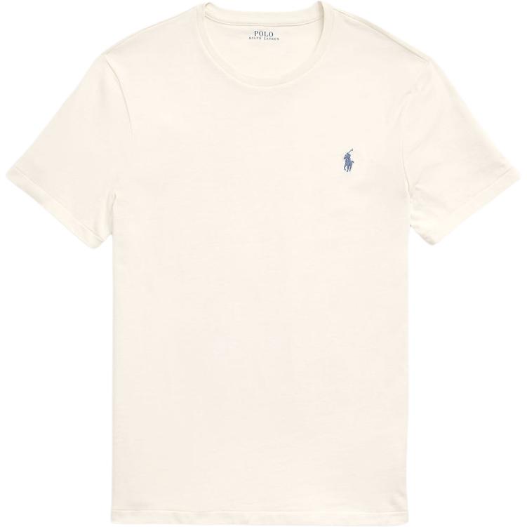 

Polo Ralph Lauren Логотип Круглый вырез Облегающий крой Прямой крой Короткий рукав Футболка Мужские Топы Цвет: Кремовый 710671438-371 M