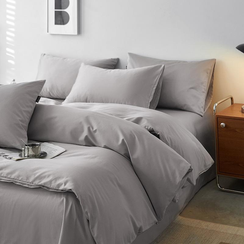

Cotton Pure Cotton 4-Pcs Set Class A Maternal Infant Grade Long-Staple Cotton High-Grade Light Luxury Simple Bed Sheet Mattress Bedding 1.2m bed sheet three-piece set 1.5 * 2.0 quilt срібло сірий колір