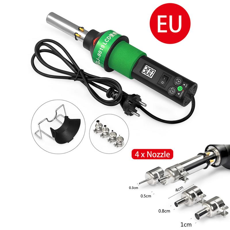 US EU Plug GJ-8019 Portable Hot Air Gun Solder Blower LCD Display Rework Station Adjustable Heat Device With Temperature Control