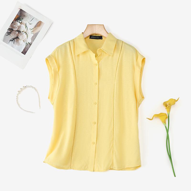 ZANZEA Women Lapel Neck Sleeveless Buttons Up Solid Casual Tank Tops