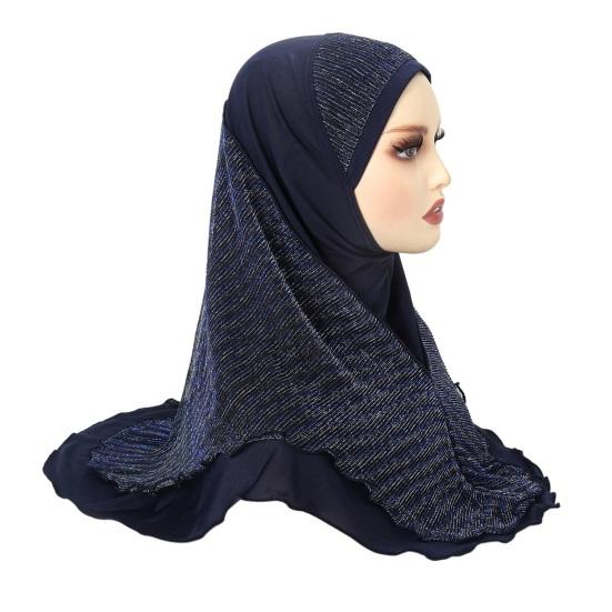 Women Headscarf Hat Lightweight Breathable Soft Crystalline Golden Wire Design Head Wrap Color-blocked Turban Hat