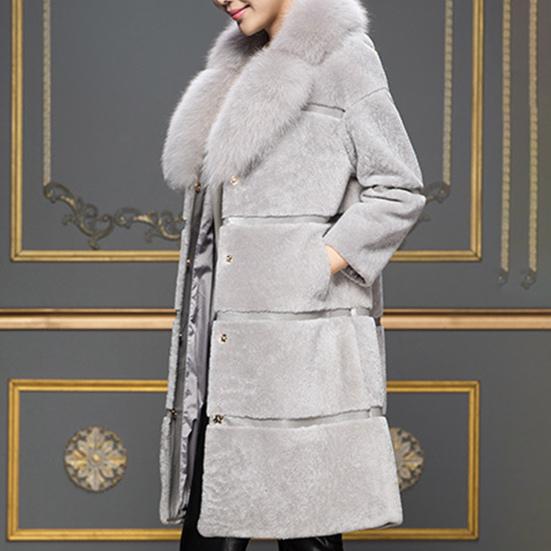 Faux Fur Coat Long Sleeve Thick Winter Plush Autumn Turn Down Collar Office
