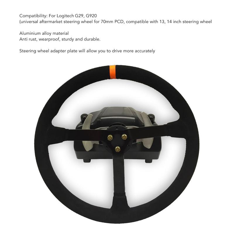 70mm Steering Wheel Adapter Plate Aluminium Alloy Steering Wheel Adapter Spacer Kit for Logitech G29 G920 13 14in Steering Wheel