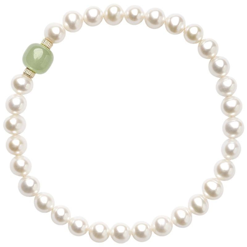 Natural High-luster Pearl Bracelet with a High-end, Niche Vibe for Women, Featuring Hetian Jade Beads, Chinese Style, Light Luxury Gift for Close