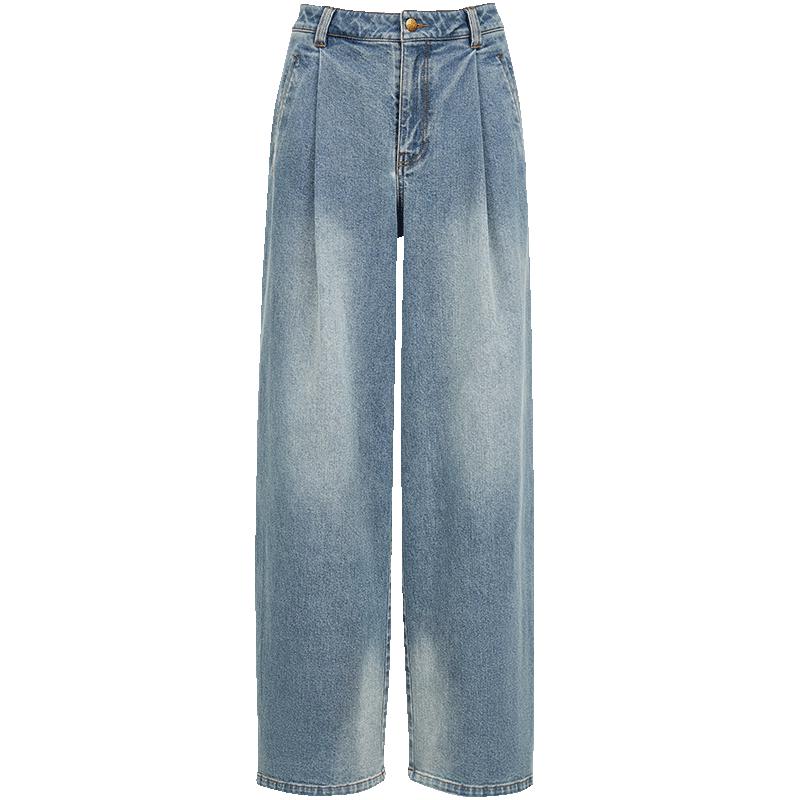 

VEROMODA 2025 Autumn Pleated Washed Wide-Leg Denim Jeans M