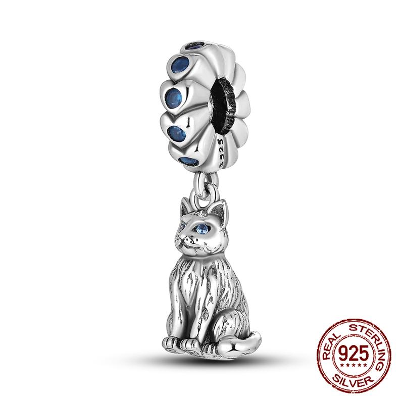 Inlaid Zircon Charm Beads Copper Color Love Heart Snake Dangle Fit Original Bracelet Charms Pendant Jewelry