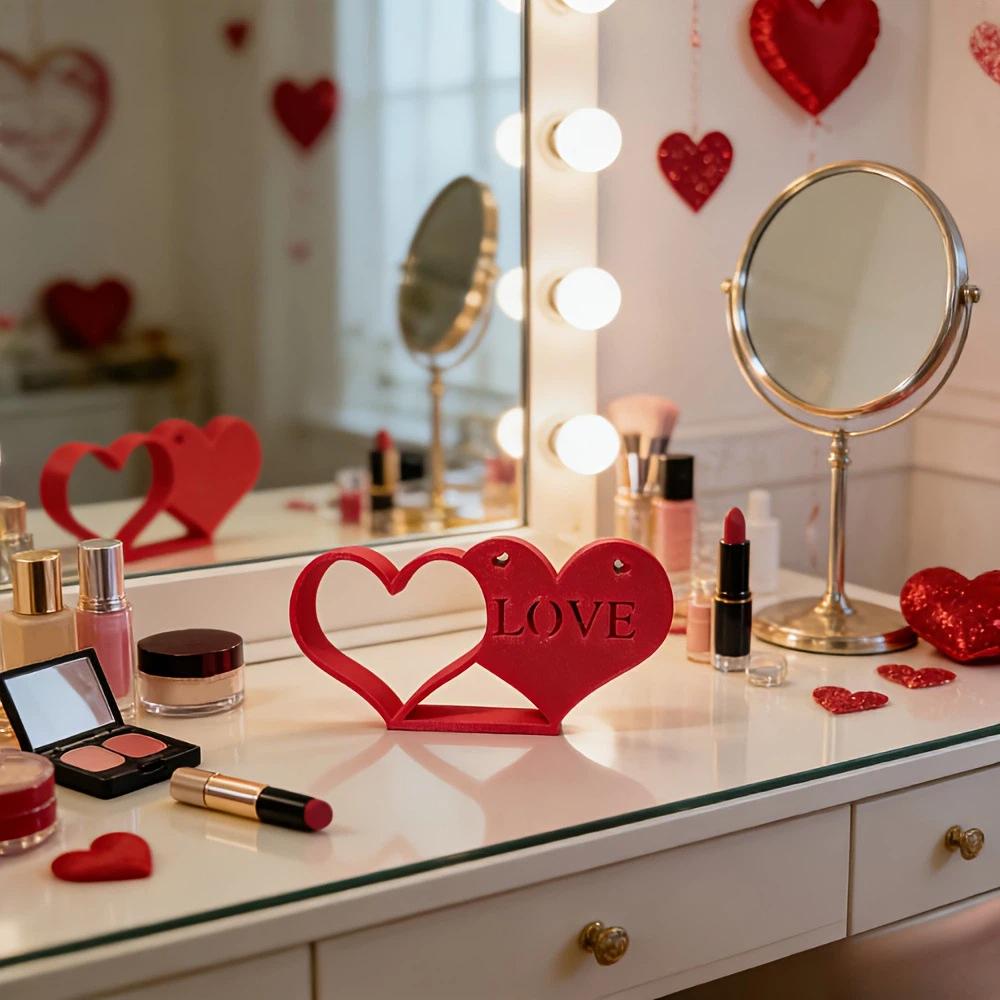 Art Craft Valentine Day Decorations Heart to Heart LOVE Ornaments Red Love Knot Ornament Table