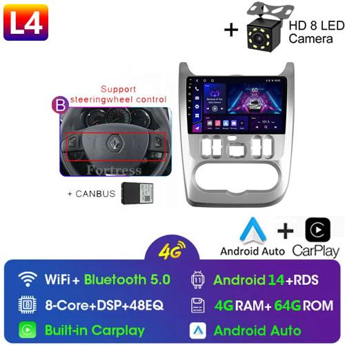 Android 13 2 din Radio Car Multimedia autoradio Pentru Renault Logan 1 Sandero 2009-2015 Dacia Duster Carplay 4G GPS 2din fără DVD