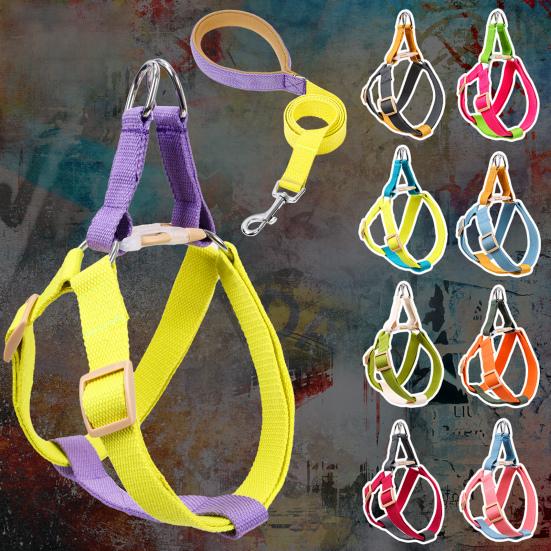 Yousheng Pet Chest Strap Multi-color Anti-escape Adjustable Fashion Pet Harness Traction Leash for Outdoor