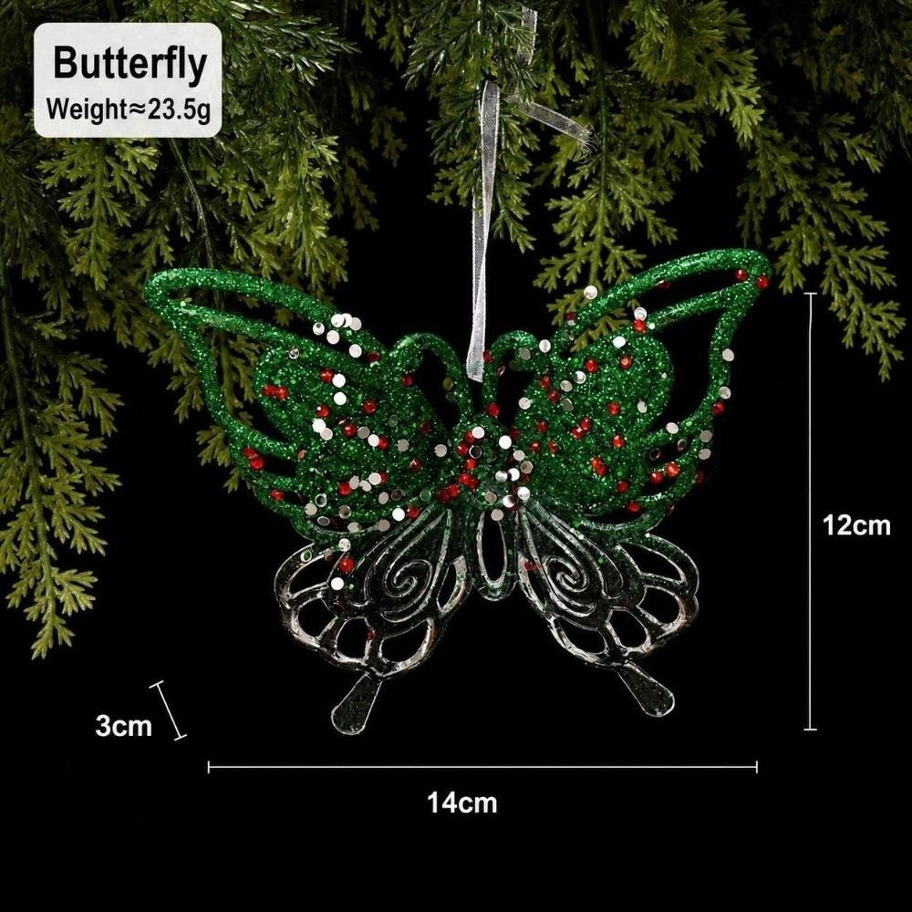 Semi-Green Christmas Snowflake Ornament Glitter Dust Finish Snowflake Shape Snowflake Hanging Ornament Transparent Hanging Style