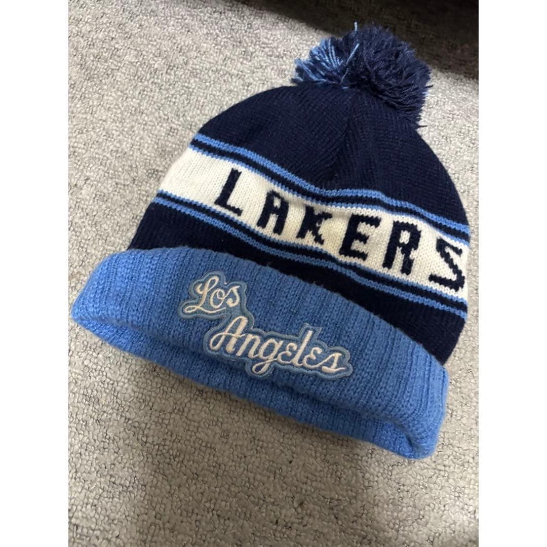 Used Lakers knit hat with pom pom