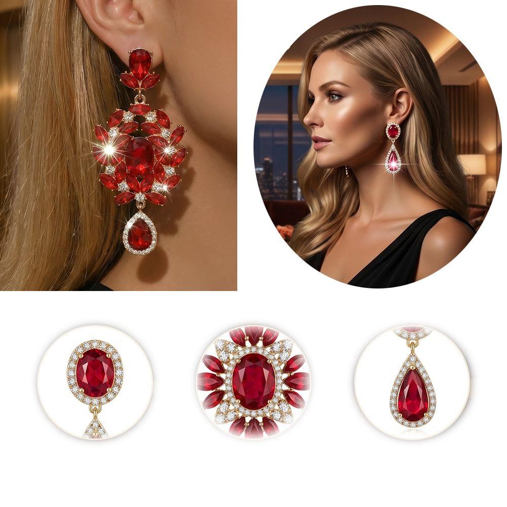 Crystal Floral Shaped Earrings Jewelry Modern Style Earrings Popular Popular Style Earrings Bride