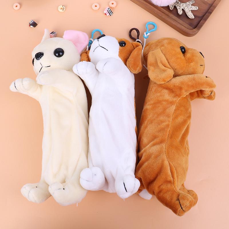 Cartoon Plush Pencil Case Plush Dog Pencil Bags For Kids Stationery Pencil Box