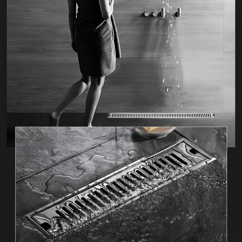 Stainless Steel Linear Floor Drain Anti-Odor Food Grade Material Fast Draining Long Drainer for Kitchen Bathroom Shower