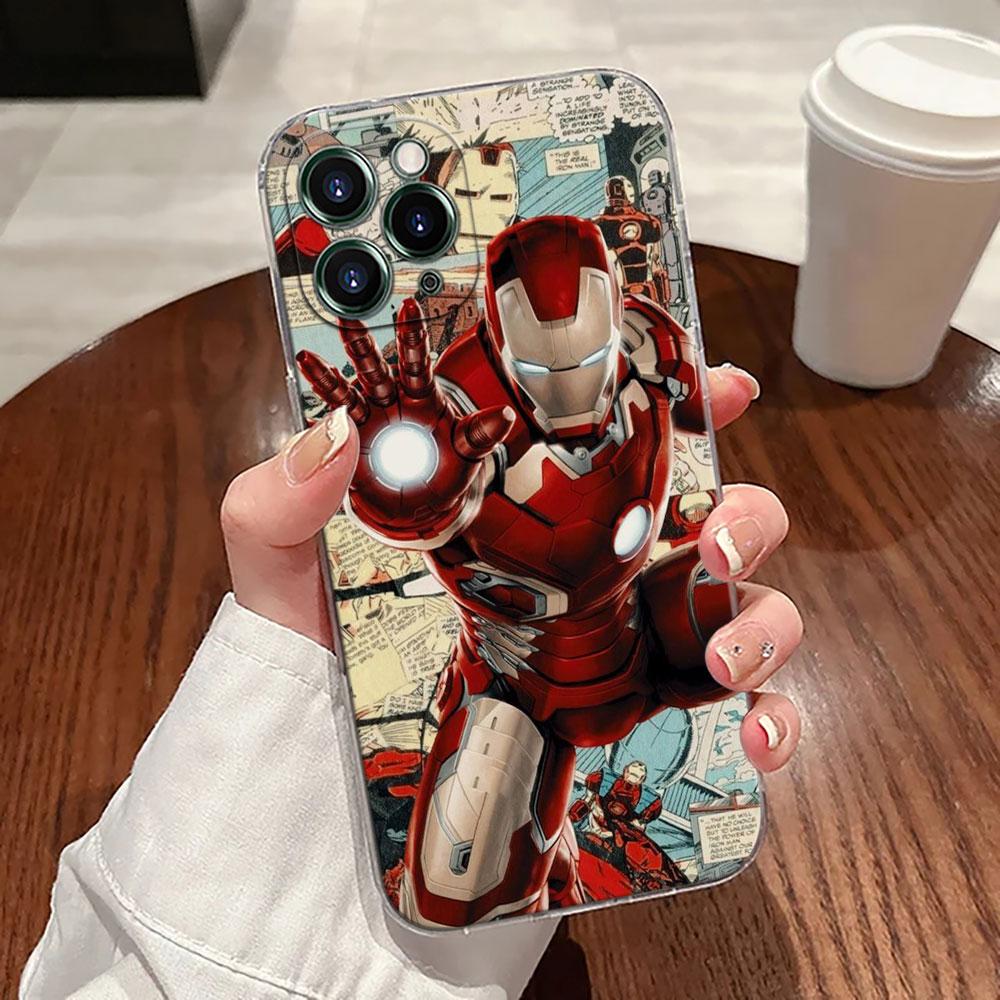 Ironman Marvel Iron Man Transparent Phone Case For iPhone 17 Pro Max 17E 11 12 13 14 15 16 Pro Max Plus 17 Air 16E XS Soft Cover